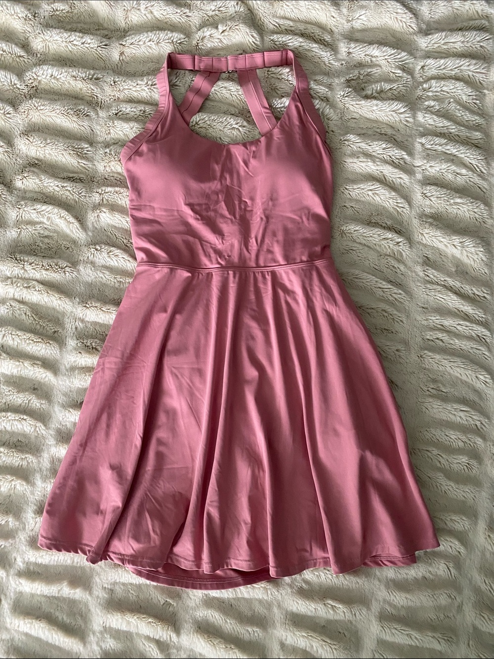 Heathyoga Athletic Tennis Pink Dress, Racerback Straps, Built-In-Bra & Shorts